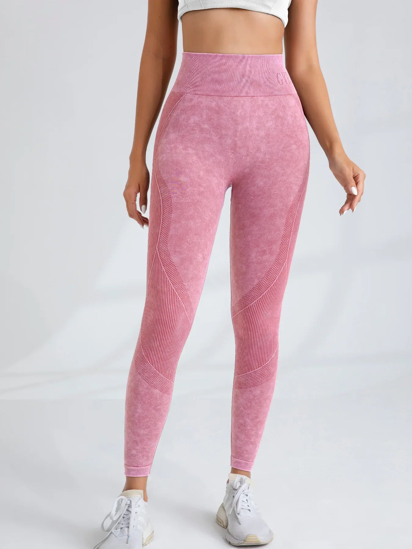 Pantalon de yoga Taille serrée Lettre Sable Lavé Pantalon Exercice Yoga Leggings | Fitness Femme