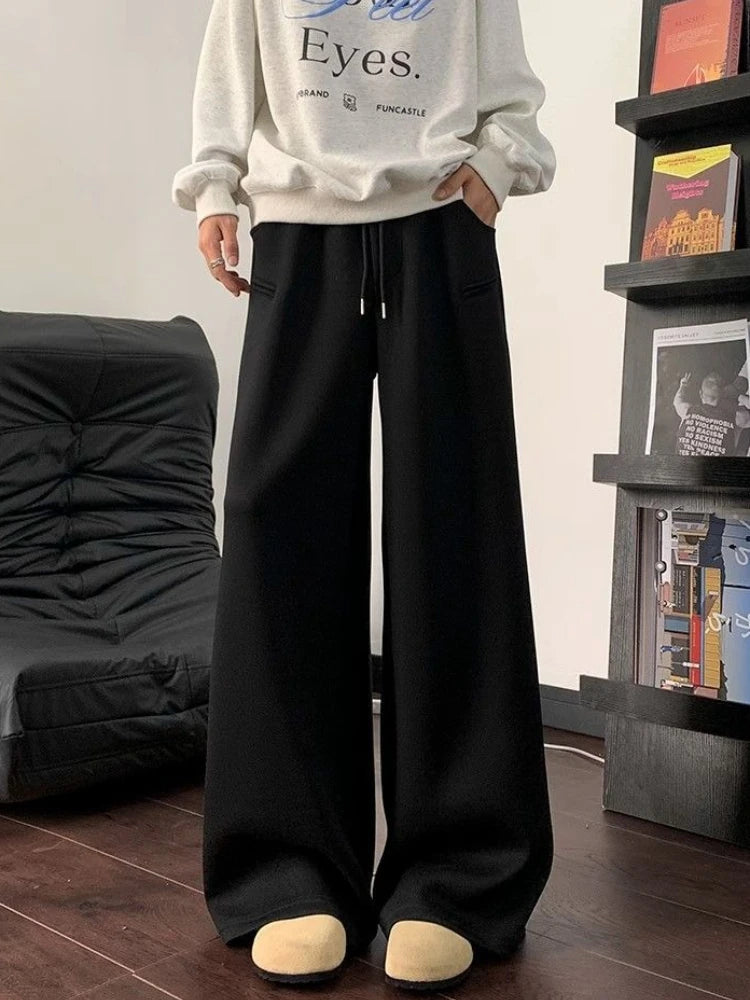 Pantalon à jambes larges pantalons de survêtement pour hommes Cool tendance offres automne hiver liquidation vente mode élégant rétro plaine homme pantalons de sport