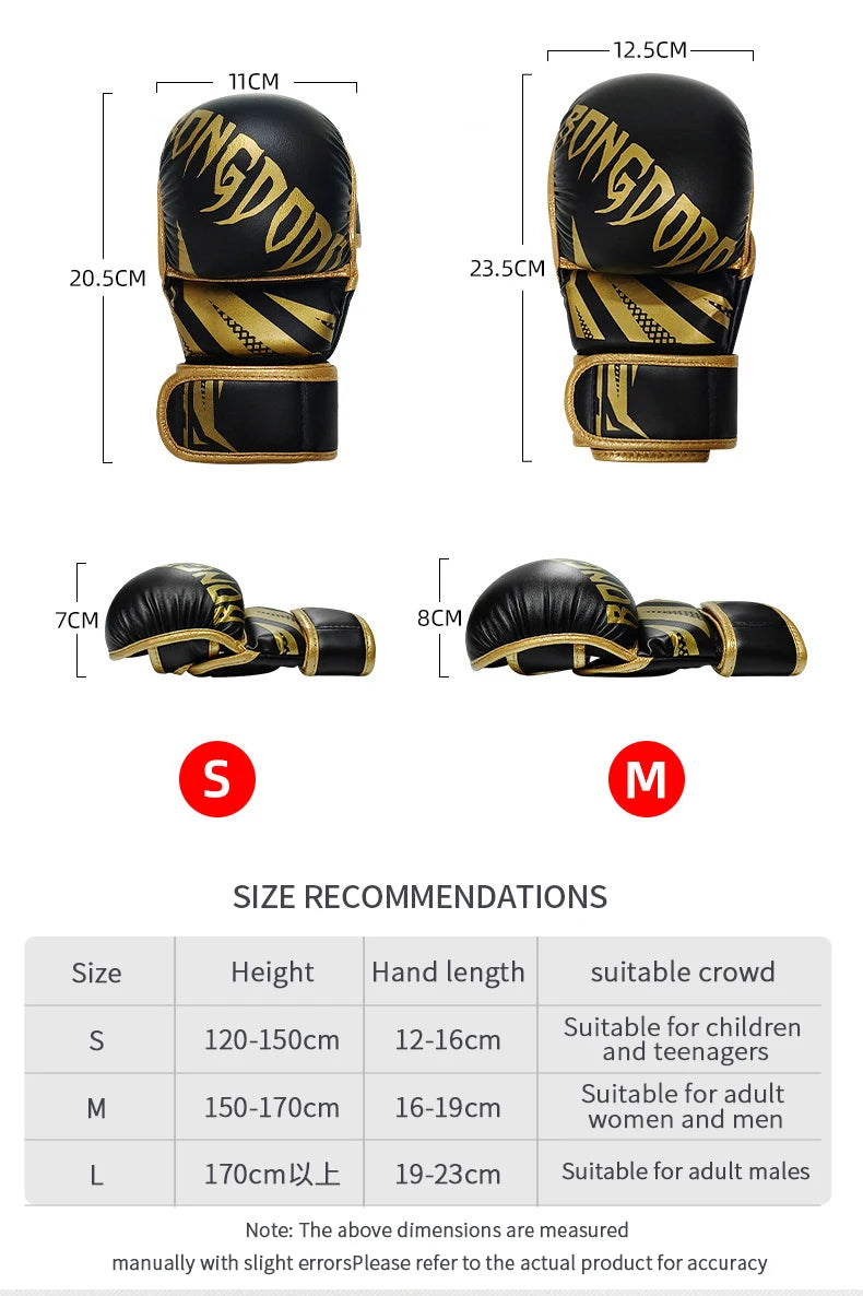 Gants de combat demi-doigt Pur Cuir | MMA - Boxe - Muay Thai |Accessoires C