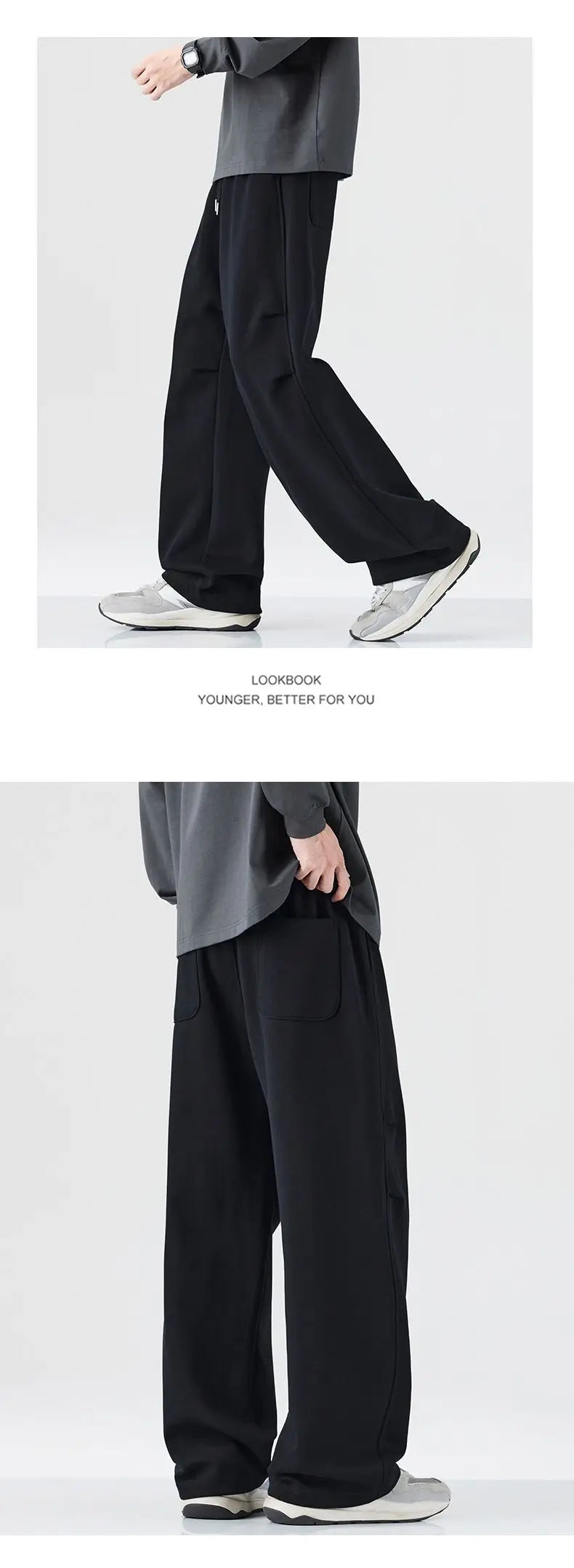 Baggy Fit hommes Decontracté pantalon automne hiver jambe droite ouest pantalon confortable drapé japonais rétro casual pantalon nouveau
