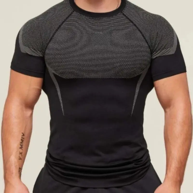 T-Shirt de sport requin pour hommes, haute élasticité, séchage rapide, serré, Fitness, entraînement, respirant, été, gymnastique, tendance, marque