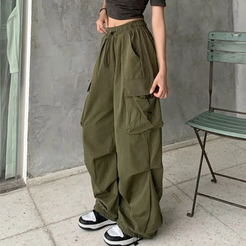 Pantalon Cargo rétro pour femmes, mode Streetwear, taille haute, mince, décontracté, pantalon de sport Harajuku, vêtements pour femmes