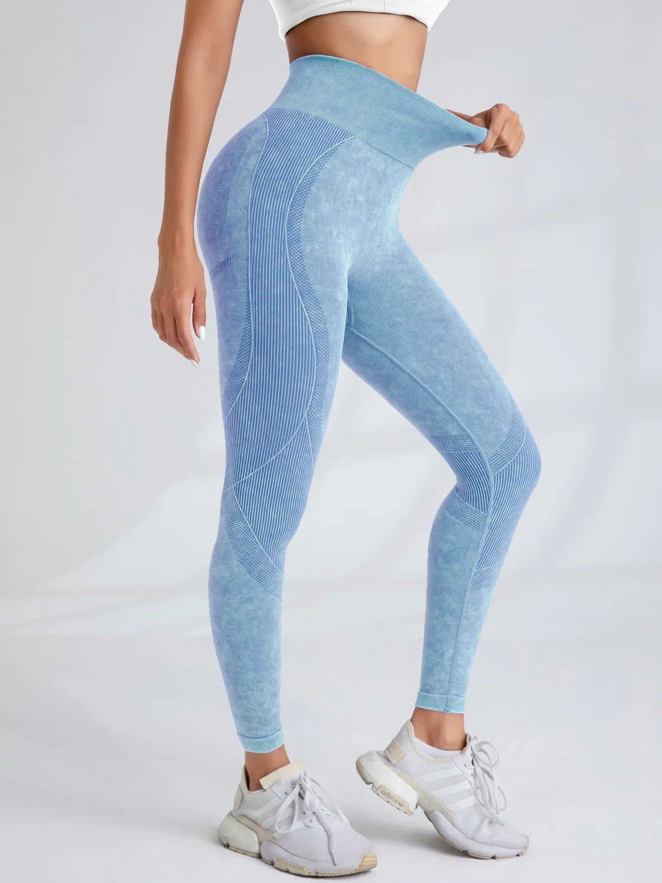 Pantalon de yoga Taille serrée Lettre Sable Lavé Pantalon Exercice Yoga Leggings | Fitness Femme