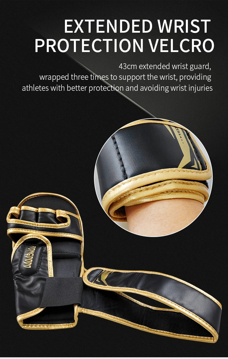 Gants de combat demi-doigt Pur Cuir | MMA - Boxe - Muay Thai |Accessoires C