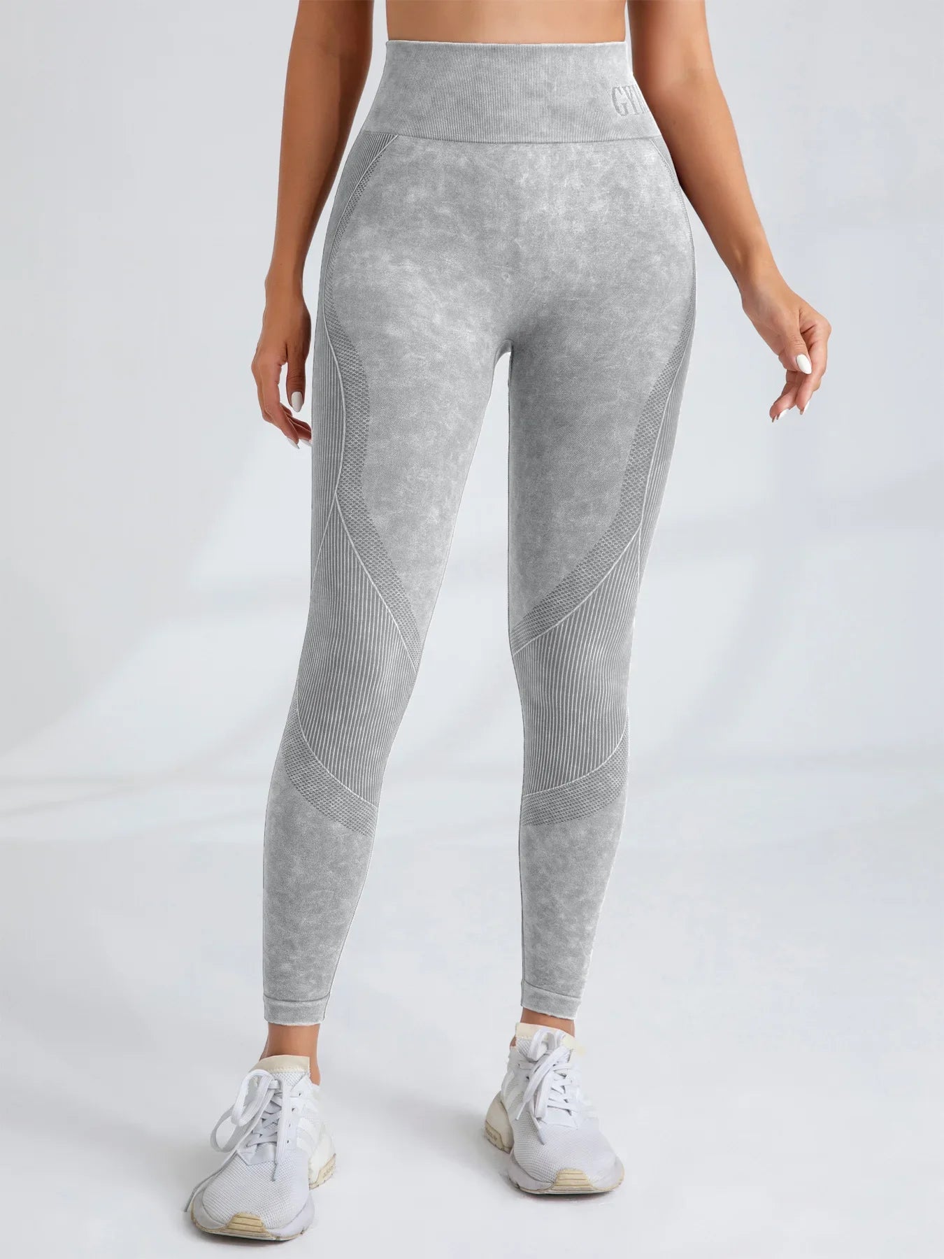 Pantalon de yoga Taille serrée Lettre Sable Lavé Pantalon Exercice Yoga Leggings | Fitness Femme
