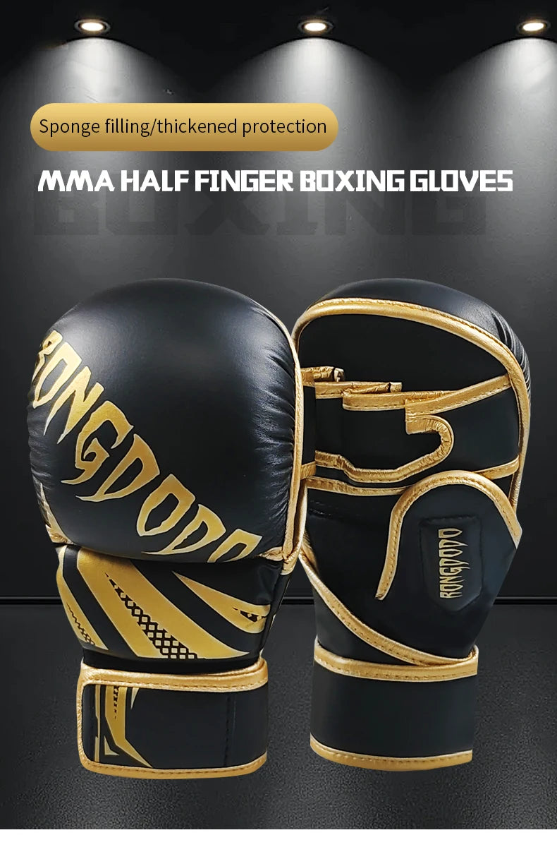 Gants de combat demi-doigt Pur Cuir | MMA - Boxe - Muay Thai |Accessoires C