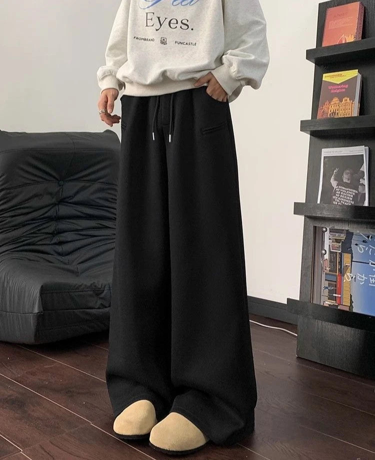 Pantalon à jambes larges pantalons de survêtement pour hommes Cool tendance offres automne hiver liquidation vente mode élégant rétro plaine homme pantalons de sport