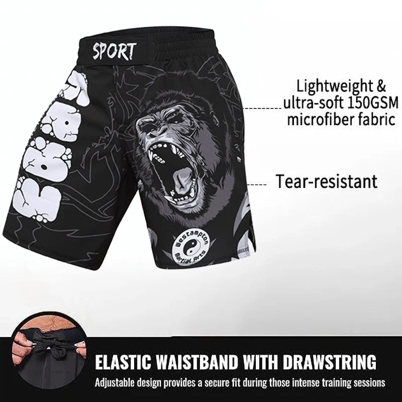 Short Entraînement Boxe | Sublimation imprimée Homme MMA Combat BJJ Grappling Muay Thai Kickboxing | Accessoires C