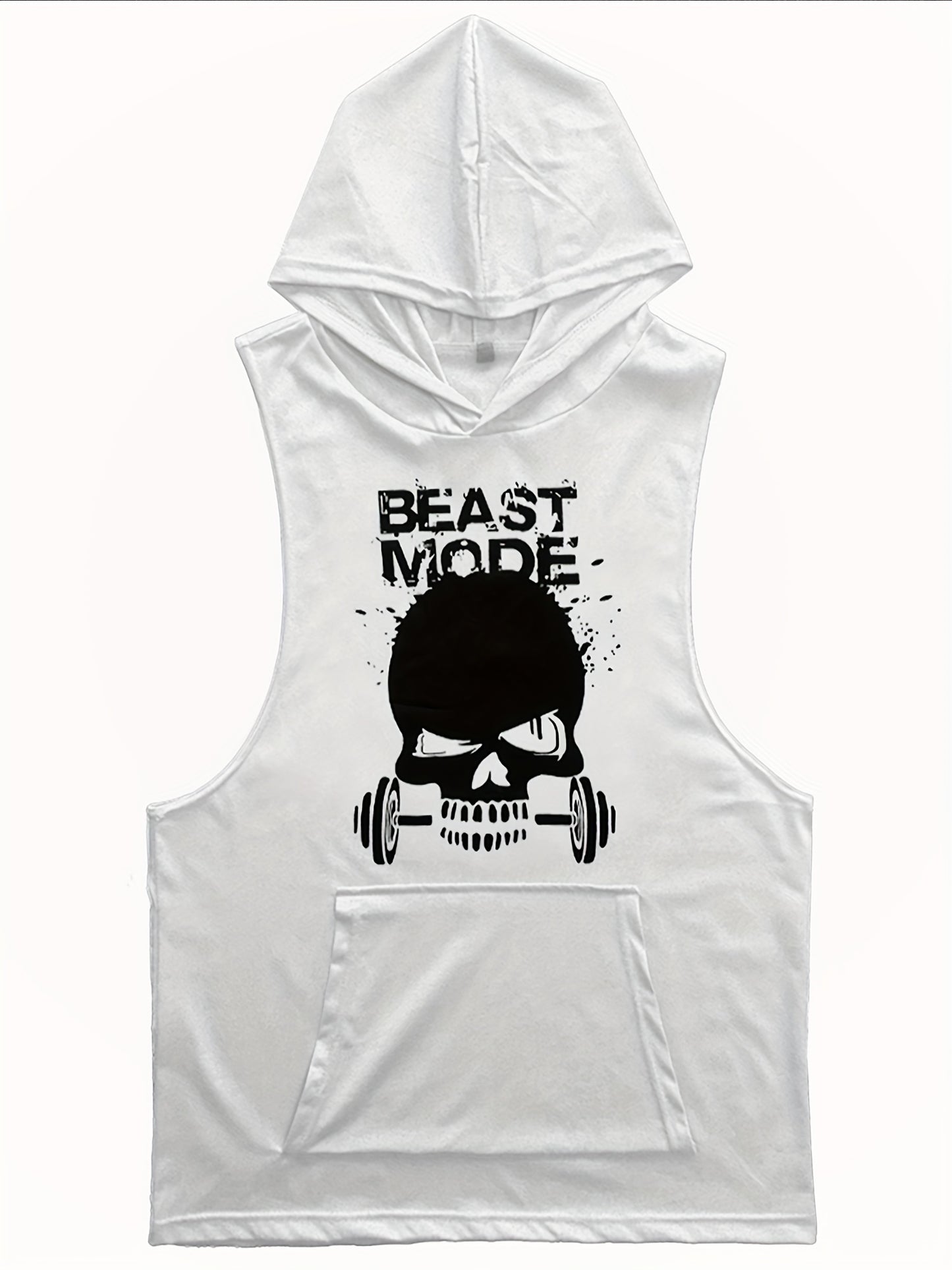 3pcs Men's Sleeveless Hooded Stringers Workout Tank Tops Skull Bodybuilding Workout Shirts