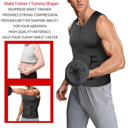 Hommes taille formateur Sauna gilet Fitness Corset Abdomen minceur corps Shaper ventre réduisant Shapewear brûler graisse chemise tondeuse ceinture