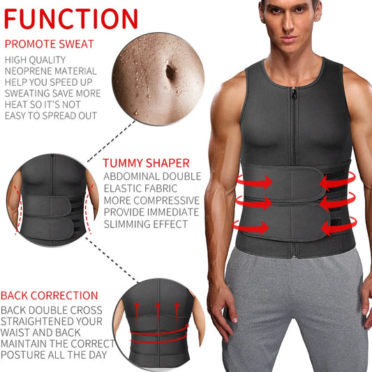 Hommes taille formateur Sauna gilet Fitness Corset Abdomen minceur corps Shaper ventre réduisant Shapewear brûler graisse chemise tondeuse ceinture