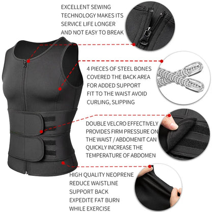 Hommes taille formateur Sauna gilet Fitness Corset Abdomen minceur corps Shaper ventre réduisant Shapewear brûler graisse chemise tondeuse ceinture