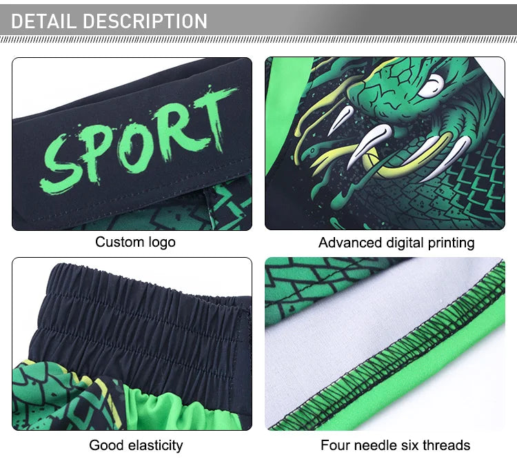 Short Entraînement Boxe | Sublimation imprimée Homme MMA Combat BJJ Grappling Muay Thai Kickboxing | Accessoires C