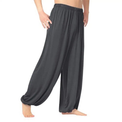 Sarouel pour hommes couleur unie pantalons de Yoga exercice du matin Tai Chi pantalon décontracté pantalon à jambes larges pantalons longs sarouel pantalons masculins
