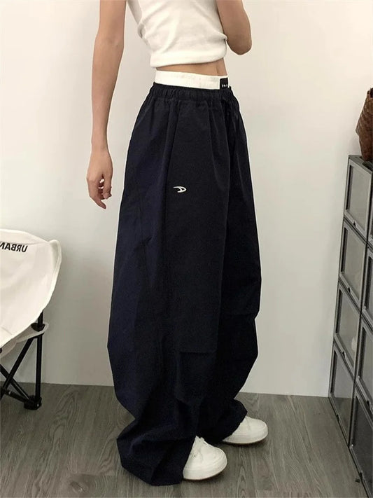 Pantalon Cargo pour femmes, taille haute, américain, séchage rapide, Baggy Hip Hop, décontracté, jambes larges, Streetwear, été, 2025