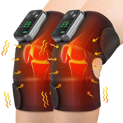 Masseur de genou Rechargeable, 3 vitesses, Massage par Vibration, attelle d'épaule réglable, coussinets chauffants électriques, chauffe-jambes et genoux