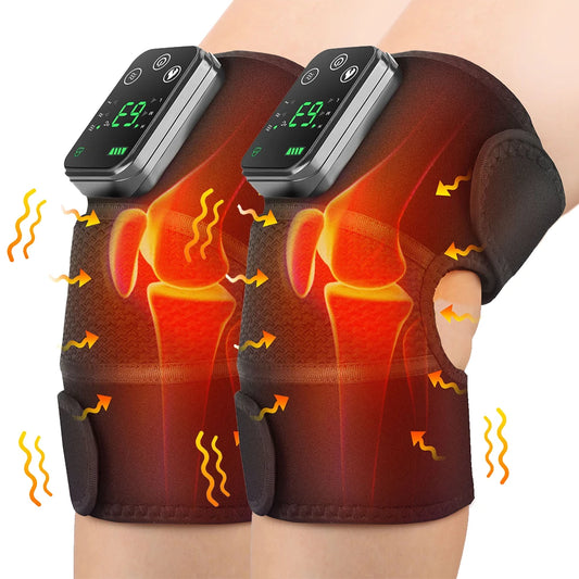 Masseur de genou Rechargeable, 3 vitesses, Massage par Vibration, attelle d'épaule réglable, coussinets chauffants électriques, chauffe-jambes et genoux