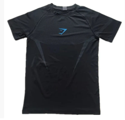 T-Shirt de sport requin pour hommes, haute élasticité, séchage rapide, serré, Fitness, entraînement, respirant, été, gymnastique, tendance, marque
