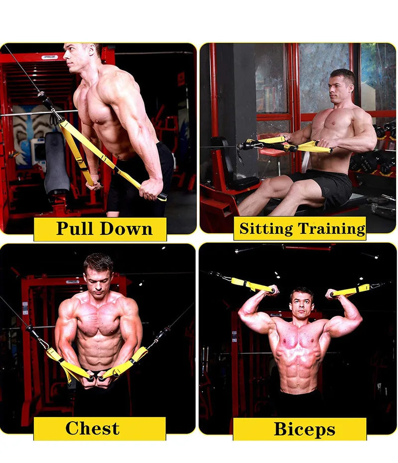 Triceps abaissement corde visage tirer poignées pousser tirer vers le bas cordon pour Biceps dos épaule Triceps Fitness Tension corde accessoire de gymnastique