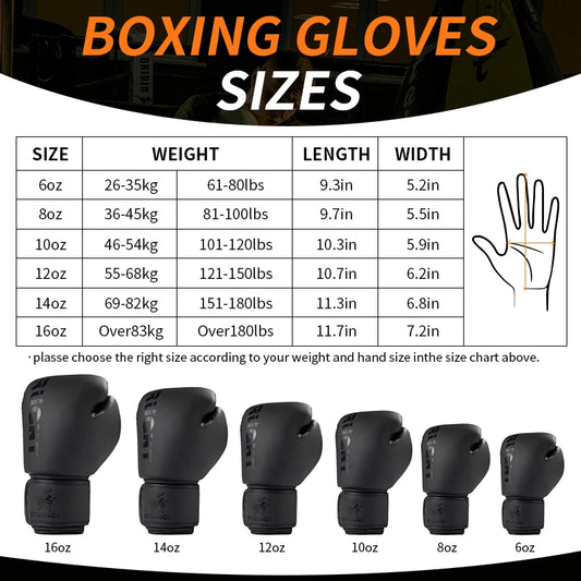 Gants de boxe professionnels pour adultes 8/10/12 14 16 | UNISEXE | Accessoires C