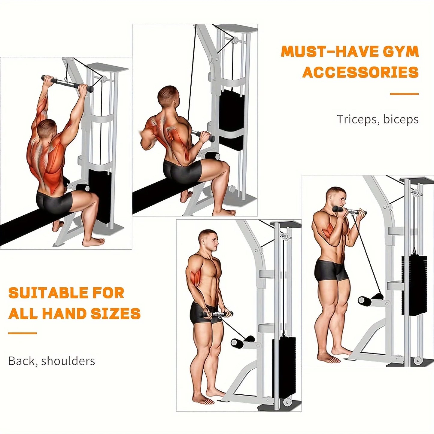 Barre droite rotative LAT pour la salle de sport, barre de traction vers le bas, ULpour biceps et triceps, machine à câble, accessoire de rêves pour la maison, rames d'entraînement, équipement de fitness