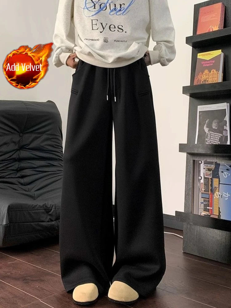 Pantalon à jambes larges pantalons de survêtement pour hommes Cool tendance offres automne hiver liquidation vente mode élégant rétro plaine homme pantalons de sport
