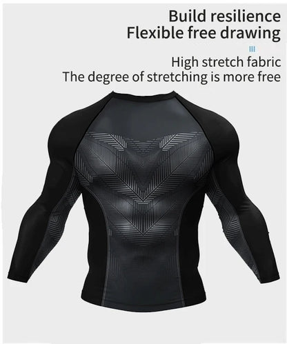 T-shirt de Compression |Manche longue pour Entraînement de combat | Grappling Sportwear mma bjj Combat Rash Guard |Vetement C