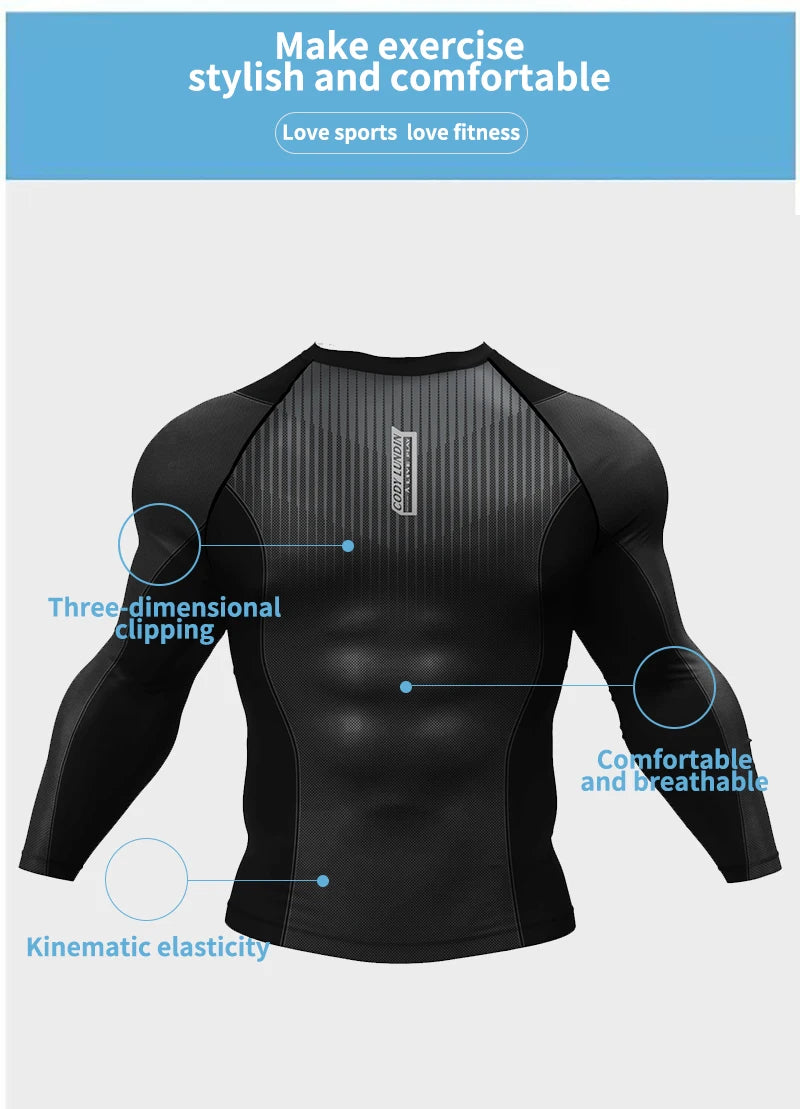 T-shirt de Compression |Manche longue pour Entraînement de combat | Grappling Sportwear mma bjj Combat Rash Guard |Vetement C