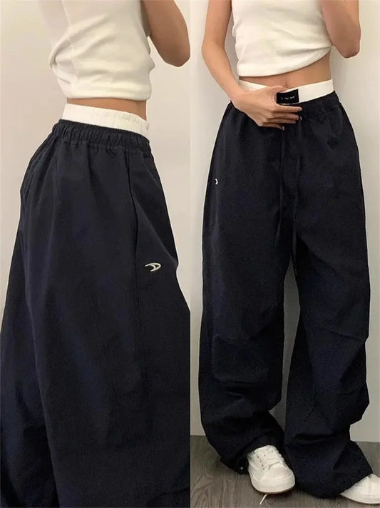 Pantalon Cargo pour femmes, taille haute, américain, séchage rapide, Baggy Hip Hop, décontracté, jambes larges, Streetwear, été, 2025