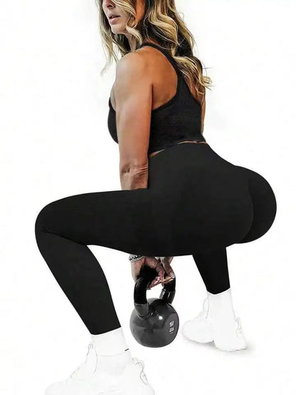Pantalon de yoga serré sans couture pour femmes, couleur unie multicolore en option  | Fitness Femme