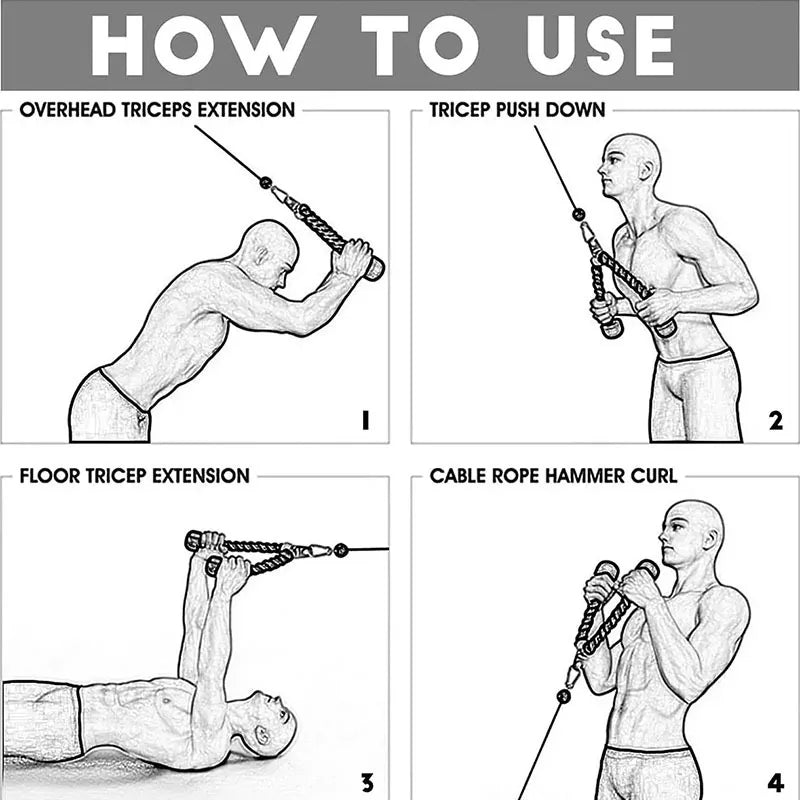 Triceps corde tirage pour appareil à charge guidée
