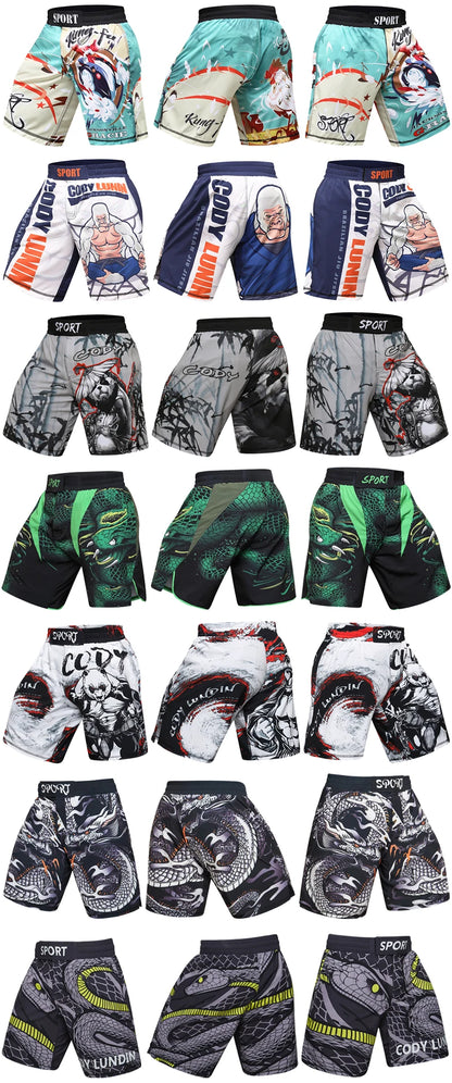 Short Entraînement Boxe | Sublimation imprimée Homme MMA Combat BJJ Grappling Muay Thai Kickboxing | Accessoires C