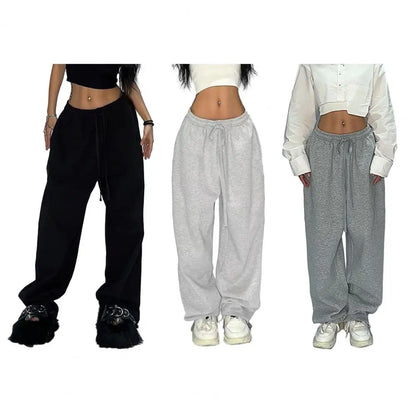 Pantalon de survêtement décontracté pour femmes, couleur unie, taille haute, à lacets, ample, jogging, classique, Baggy, Streetwear, Sport, danse