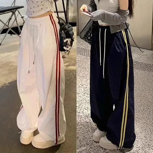 Jogging décontracté pour femmes, Taille élastique, ample, jambes larges, tendance, Cool.