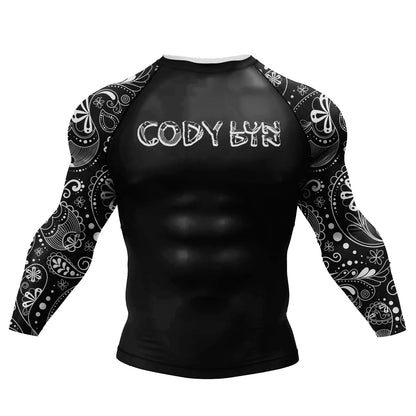 T-shirt de Compression |Manche longue pour Entraînement de combat | Grappling Sportwear mma bjj Combat Rash Guard |Vetement C