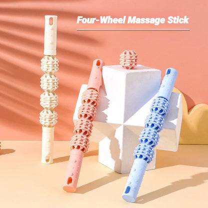 4 boules bâton de Massage rouleau mollet Muscle Cervical cou épaule dos relaxant Yoga loup dents Muscles Relaxation Fitness