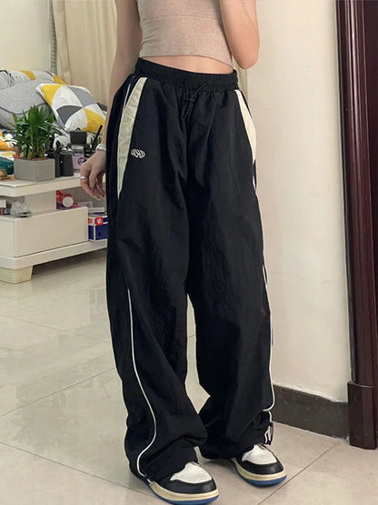 Pantalon Baggy ample rétro pour femmes, mode femmes, taille haute, jambes larges, pantalon de survêtement décontracté.
