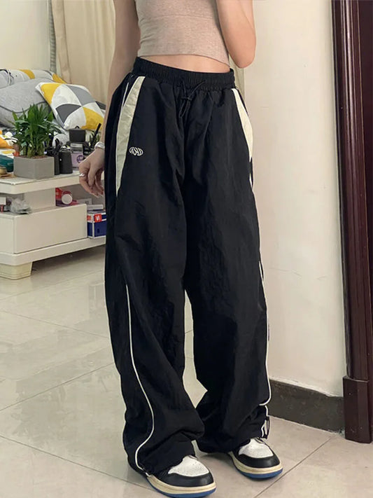 Pantalon Baggy ample rétro pour femmes, mode femmes, taille haute, jambes larges, pantalon de survêtement décontracté.