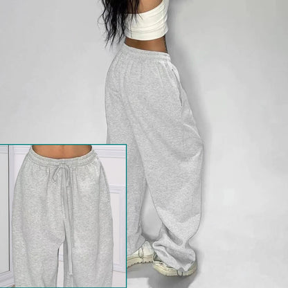 Pantalon de survêtement décontracté pour femmes, couleur unie, taille haute, à lacets, ample, jogging, classique, Baggy, Streetwear, Sport, danse