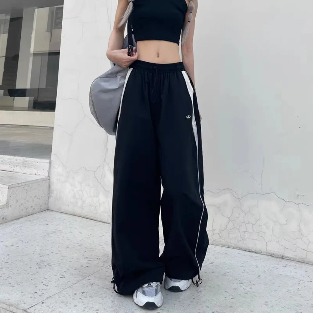 Pantalon Baggy ample rétro pour femmes, mode femmes, taille haute, jambes larges, pantalon de survêtement décontracté.
