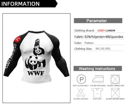 T-shirt de Compression |Manche longue pour Entraînement de combat | Grappling Sportwear mma bjj Combat Rash Guard |Vetement C