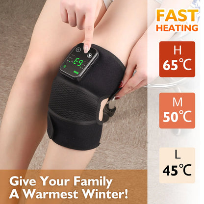 Masseur de genou Rechargeable, 3 vitesses, Massage par Vibration, attelle d'épaule réglable, coussinets chauffants électriques, chauffe-jambes et genoux
