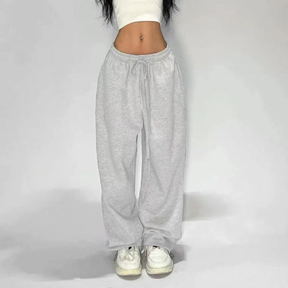 Pantalon de survêtement décontracté pour femmes, couleur unie, taille haute, à lacets, ample, jogging, classique, Baggy, Streetwear, Sport, danse