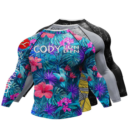 T-shirt de Compression |Manche longue pour Entraînement de combat | Grappling Sportwear mma bjj Combat Rash Guard |Vetement C