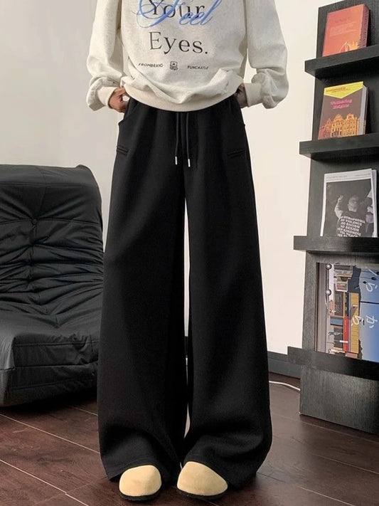 Pantalon à jambes larges pantalons de survêtement pour hommes Cool tendance offres automne hiver liquidation vente mode élégant rétro plaine homme pantalons de sport