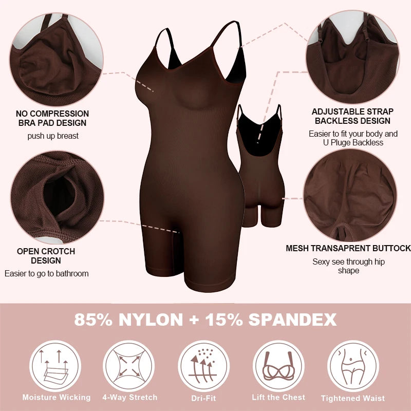 Body Gainant Dos nue pour femmes maille bout à bout lisse |Sensation Nude, minceur gaine ventre plat
