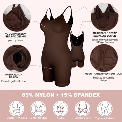 Body Gainant Dos nue pour femmes maille bout à bout lisse |Sensation Nude, minceur gaine ventre plat