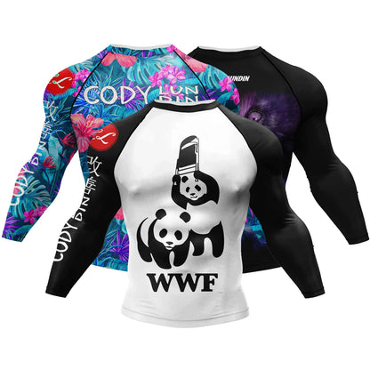T-shirt de Compression |Manche longue pour Entraînement de combat | Grappling Sportwear mma bjj Combat Rash Guard |Vetement C