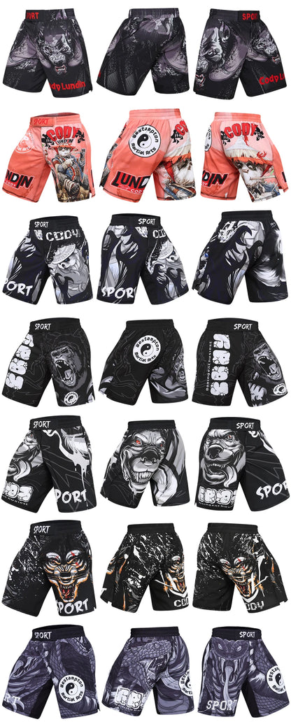 Short Entraînement Boxe | Sublimation imprimée Homme MMA Combat BJJ Grappling Muay Thai Kickboxing | Accessoires C