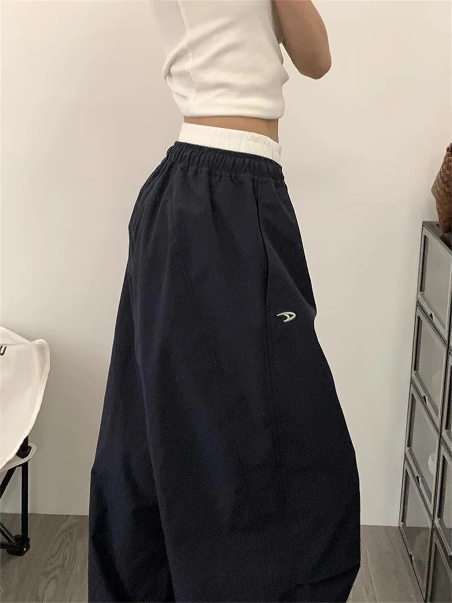 Pantalon Cargo pour femmes, taille haute, américain, séchage rapide, Baggy Hip Hop, décontracté, jambes larges, Streetwear, été, 2025